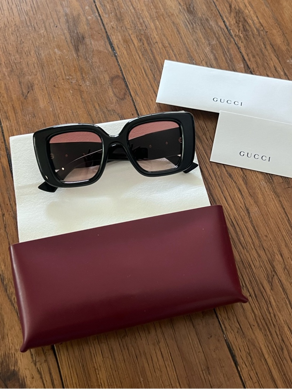 Gucci Black BUTTERFLY GOLD GG SUNGLASSES  50mm NEW $560 - Picture 8 of 14